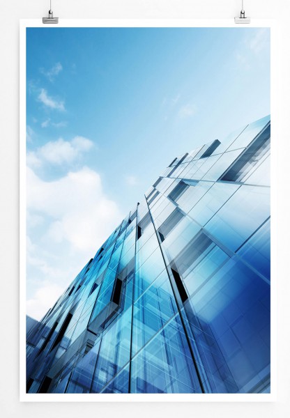 Fotocollage 60x90cm Poster Architektur Modell eines Glasgebäudes