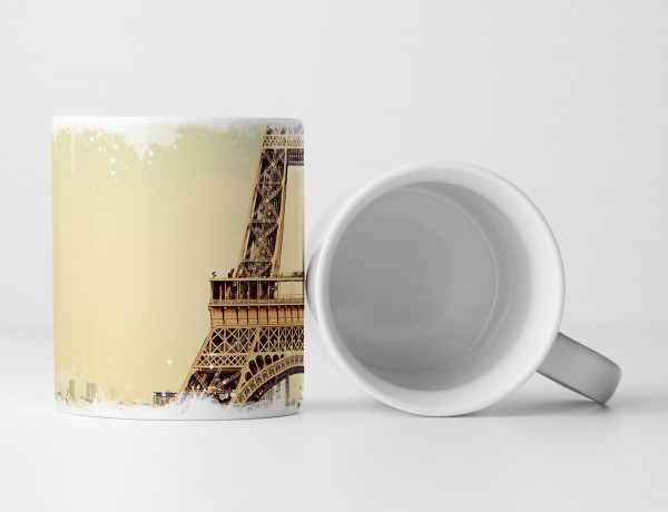 Tasse Geschenk Architekturfotografie – Eiffelturm in Paris im Retro Stil
