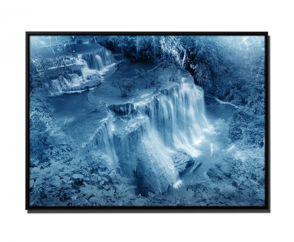 105x75cm Leinwandbild Petrol Wasserfall Wald Kanchnaburi Provinz Thailand