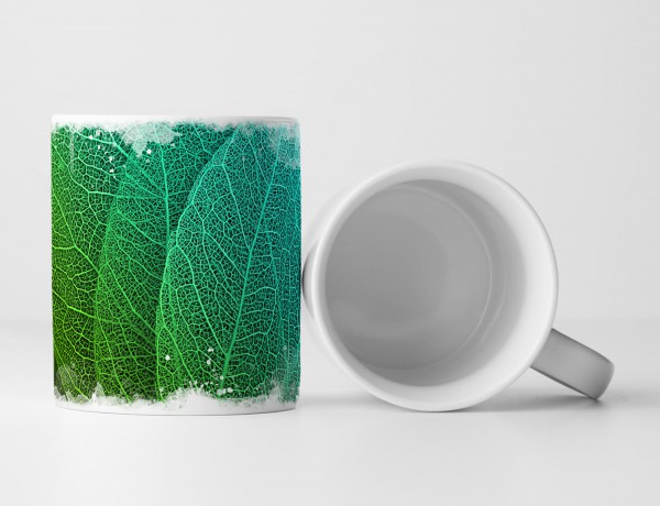 Tasse Geschenk Naturfotografie – Grüne Blätter mit Strukturen