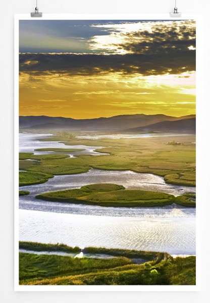 60x90cm Poster Landschaftsfotografie  Sonnenaufgang in der Suncheon Bucht Südkorea