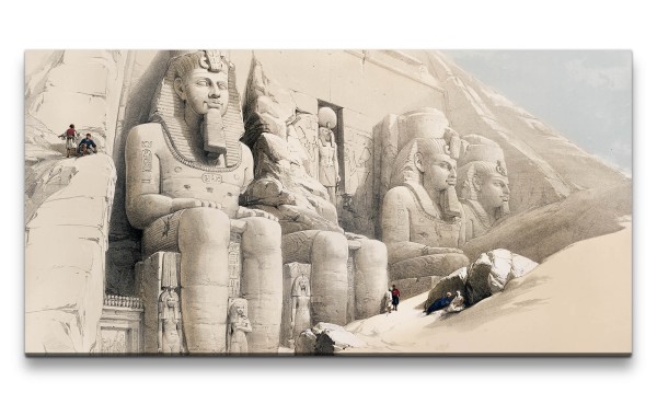 Remaster 120x60cm The Great Temple of Aboo Simble Nubia schöne Illustration Kunstvoll