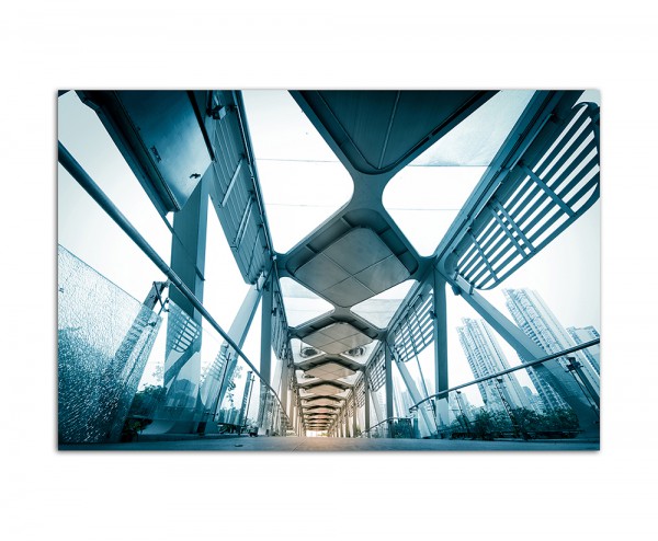 120x80cm Brücke Gebäude modern Innenraum Metall