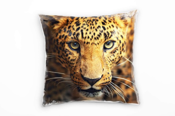 Macro, Tiere, braun, Leopard Deko Kissen 40x40cm für Couch Sofa Lounge Zierkissen