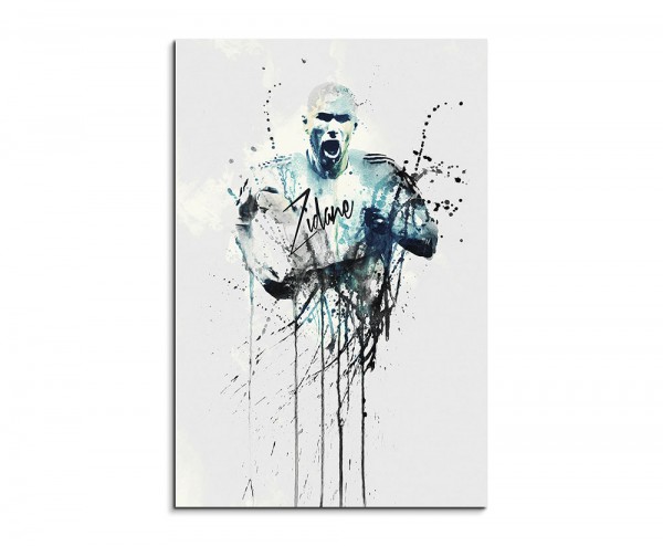 Zinedine Zidane II 90x60cm Keilrahmenbild Kunstbild Aquarell Art Wandbild auf Leinwand fertig gerah