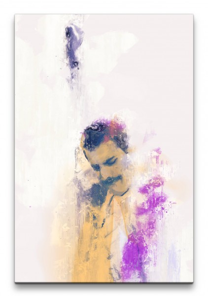 Freddie Mercury Queen Porträt Abstrakt Kunst Musiklegende 60x90cm Leinwandbild
