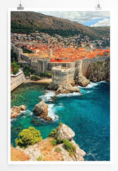 60x90cm Architekturfotografie Poster Antikes Schloss Dubrovnik Kroatien