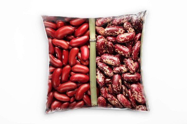 Macro, rot, braun, schwarz, Bohnen Deko Kissen 40x40cm für Couch Sofa Lounge Zierkissen