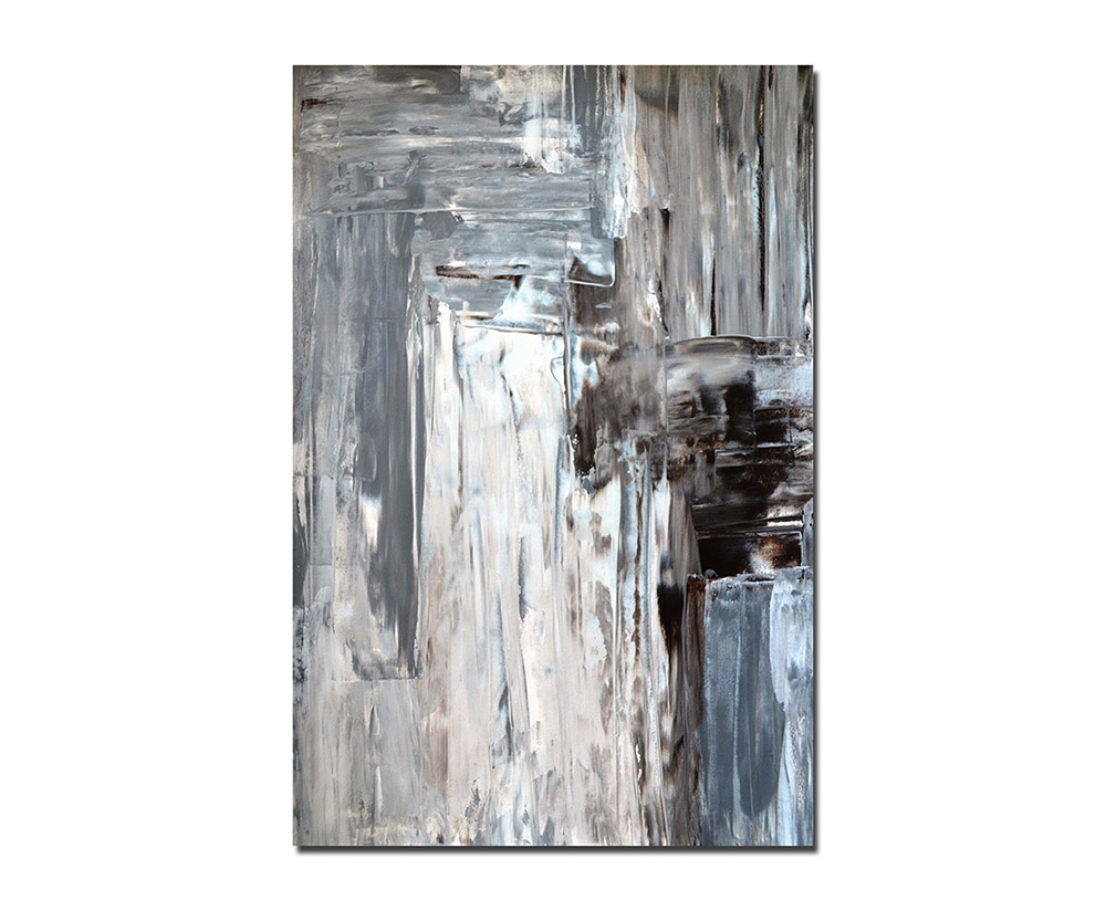 4x30x30cm Leinwandbilder Abstrakt Grautöne Blautöne Kunst Modern Sinus Art 