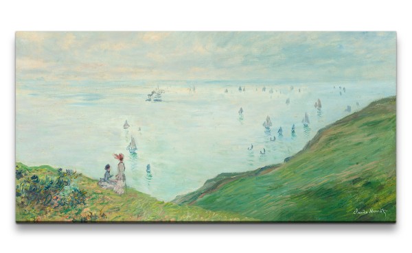 Remaster 120x60cm Claude Monet Impressionismus weltberühmtes Wandbild Cliffs at Pourville Meer Berge
