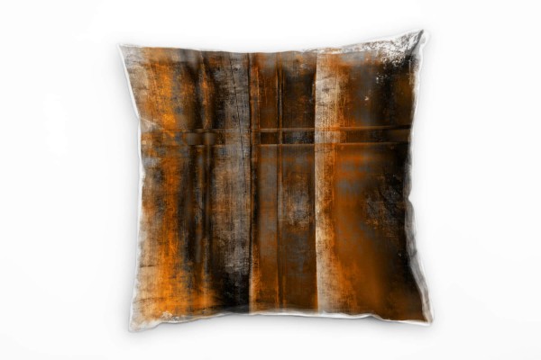 Abstrakt, orange, braun, schwarz, grau, Linien, Rost Deko Kissen 40x40cm für Couch Sofa Lounge Zierk