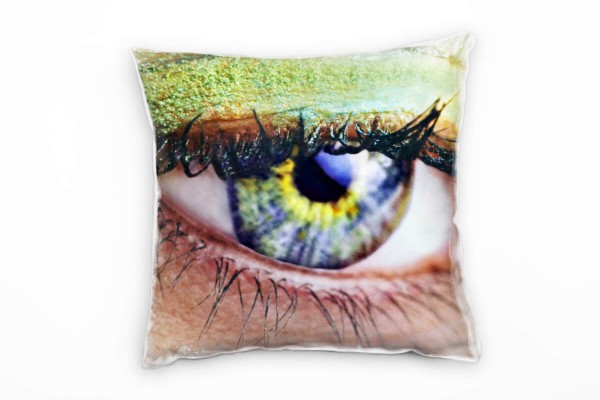 Macro, grün, blau, menschliches Auge, Detailaufnahme Deko Kissen 40x40cm für Couch Sofa Lounge Zierk