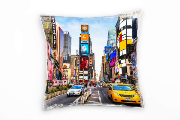 City, New York, Manhattan, Times Square, bunt Deko Kissen 40x40cm für Couch Sofa Lounge Zierkissen