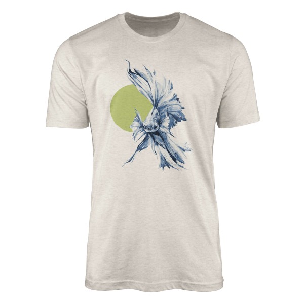 Herren Shirt 100% gekämmte Bio-Baumwolle T-Shirt schöner Kampffisch Wasserfarben Motiv Nachhaltig Ö