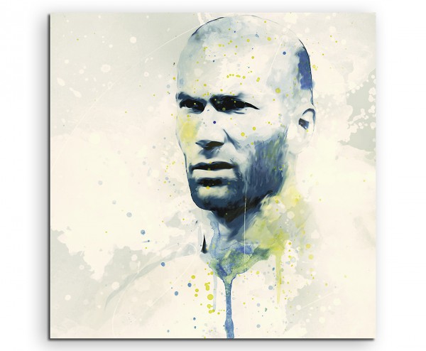 Zinedine Zidane I Splash 60x60cm Kunstbild als Aquarell auf Leinwand