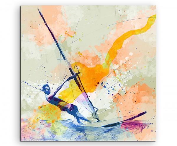 Windsurfer III 60x60cm Aquarell Art Leinwandbild
