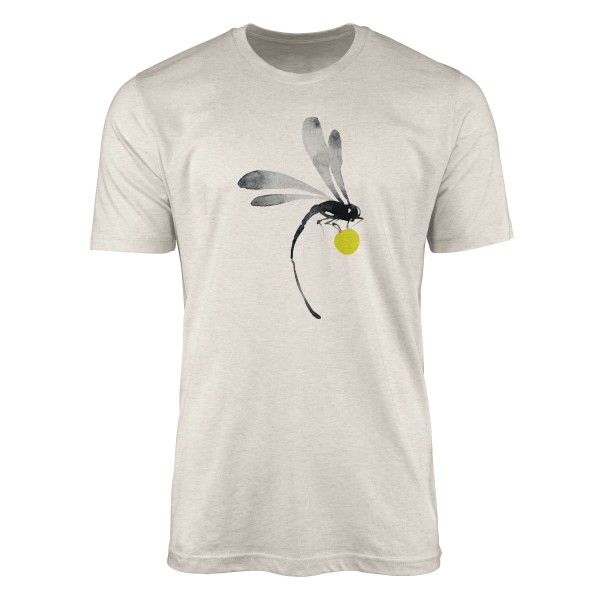 Herren Shirt 100% Bio-Baumwolle T-Shirt Aquarell Motiv Libelle Farbe Nachhaltig Organic Ökomode