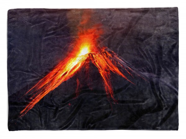 Handtuch Strandhandtuch Saunatuch Kuscheldecke mit Fotomotiv Vulkan Vulkanausbruch Lava