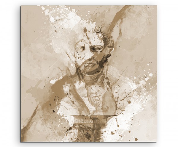 Mozart 60x60cm Aquarell Art Leinwandbild Sepia