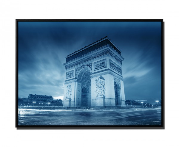 105x75cm Leinwandbild Petrol Triumphbogen Paris bei Sonnenuntergang