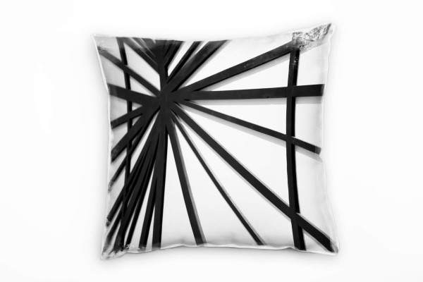 Abstrakt, Stern, Stäbe, schwarz, weiß Deko Kissen 40x40cm für Couch Sofa Lounge Zierkissen