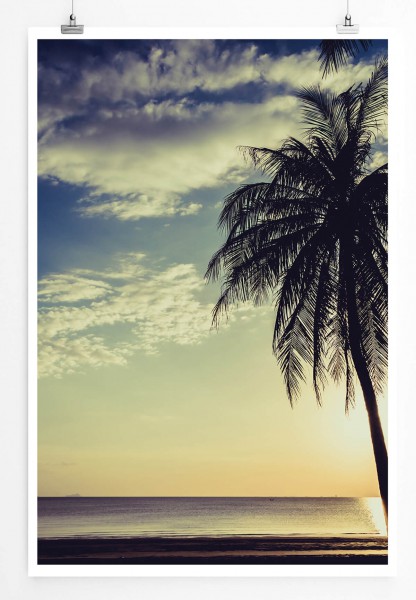 60x90cm Poster Landschaftsfotografie  Einsame Palme am Strand