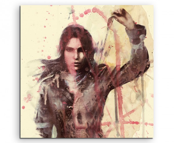 Lara Croft 60x60cm Aquarell Art Leinwandbild