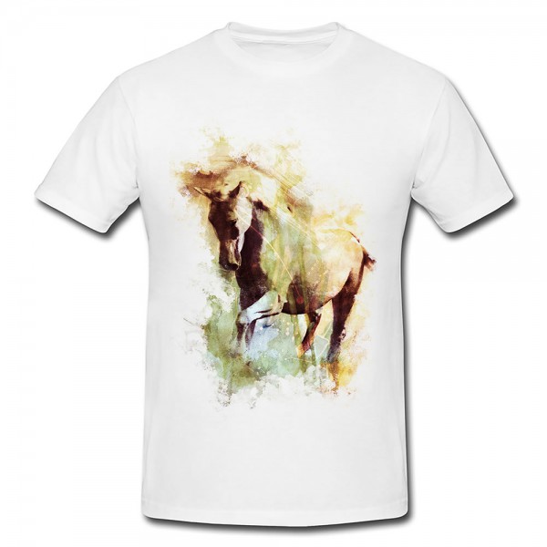 White Horse Premium Herren und Damen T-Shirt Motiv aus Paul Sinus Aquarell