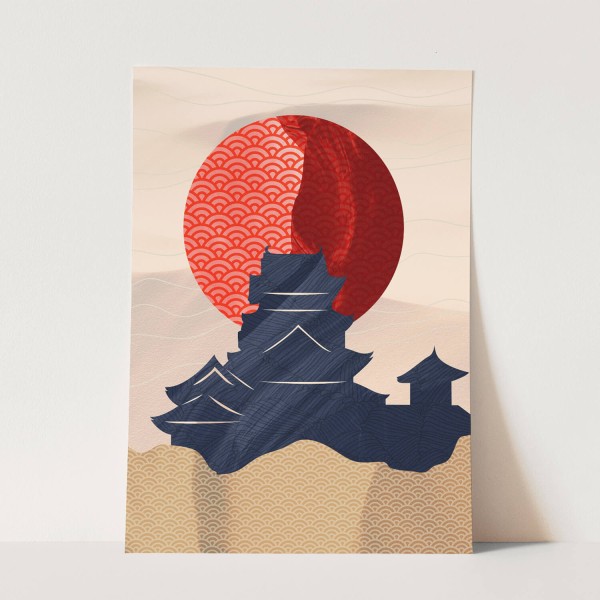 Japanischer Tempel Abstrakt Berge Harmonie Dekorativ Sonne
