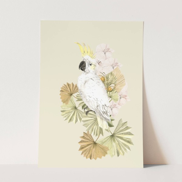 Vogel Motiv Kakadus Blumen Blüten Exotisch Kunstvoll Vintage