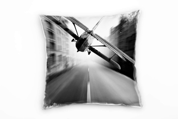 künstlerische Fotografie, schwarz, weiß, Flugzeug Deko Kissen 40x40cm für Couch Sofa Lounge Zierkiss
