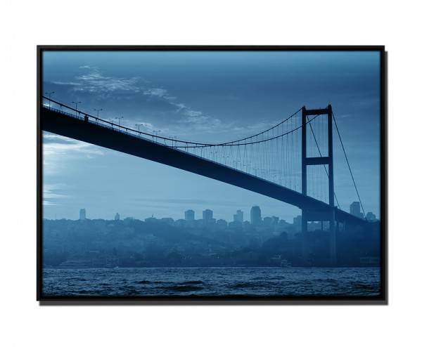 105x75cm Leinwandbild Petrol Bosporusbrücke bei Sonnenuntergang Istanbul