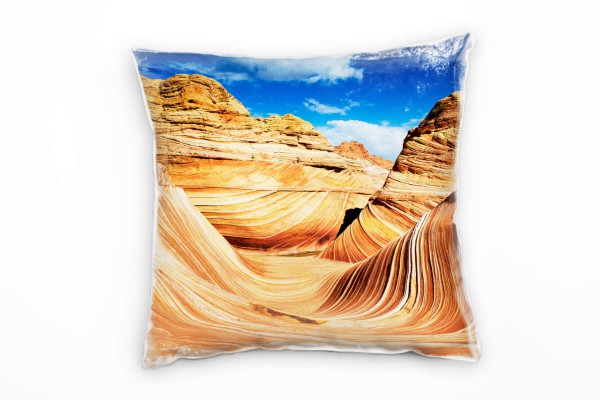Wüste, orange, blau, Felsen, Schlucht Deko Kissen 40x40cm für Couch Sofa Lounge Zierkissen