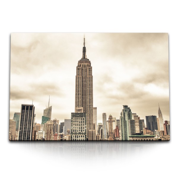 120x80cm Wandbild auf Leinwand Empire State Building New York Wolkenkratzer Manhattan