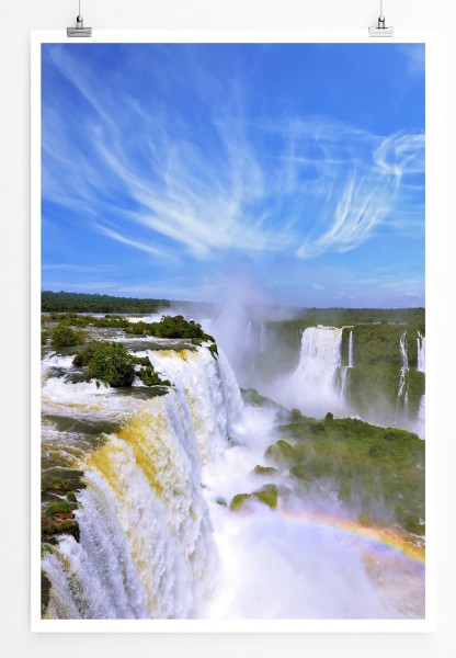 90x60cm Poster Iguazu Wasserfälle mit Regenbogen Brasilien