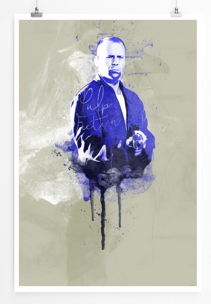 Pulp Fiction Bruce Willis 90x60cm Paul Sinus Art Splash Art Wandbild als Poster ohne Rahmen gerollt
