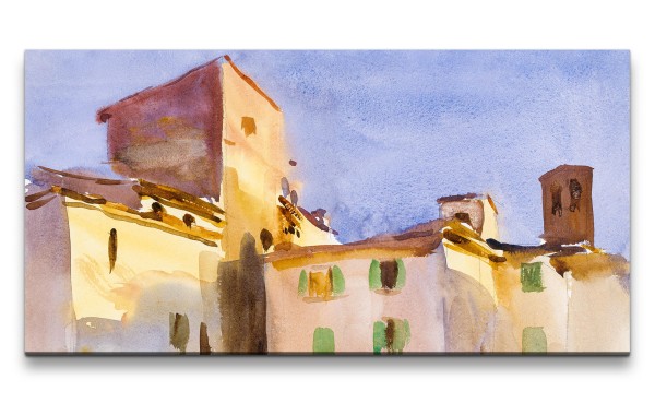 Remaster 120x60cm John Singer weltberühmtes Gemälde zeitlose Kunst Häuser Himmel