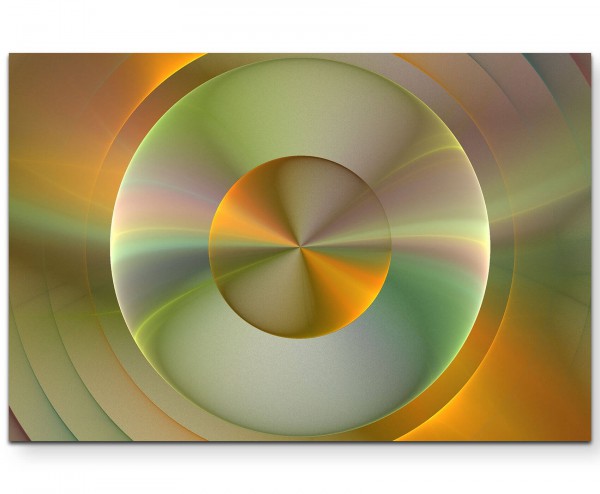 Abstraktes Bild  golden, grün, metallic konzentrische Kreise - Leinwandbild