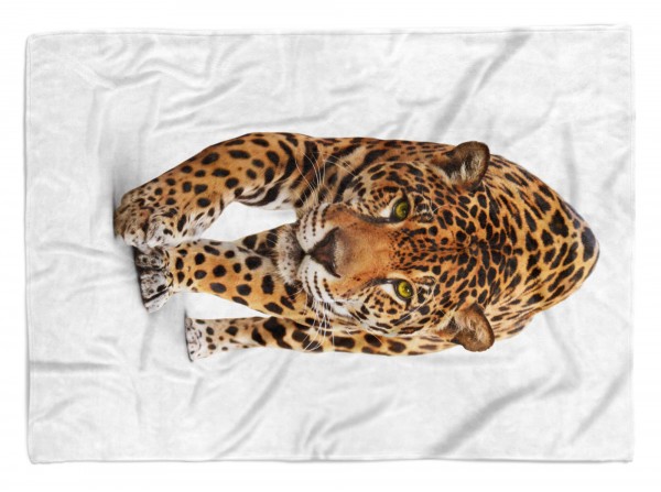 Handtuch Strandhandtuch Saunatuch Kuscheldecke mit Tiermotiv Jaguar Raubkatze