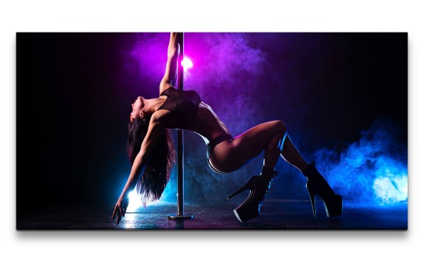 Leinwandbild 120x60cm Poledance junge Frau Sexy Heiß Erotisch Club