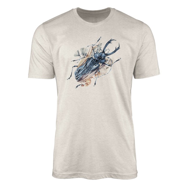Herren Shirt 100% Bio-Baumwolle T-Shirt Aquarell Motiv Käfer Farbe Nachhaltig Organic Ökomode