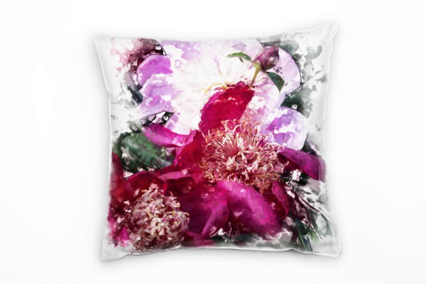 Vintage, Blumen, Blüten, pink, rosa, weiß Deko Kissen 40x40cm für Couch Sofa Lounge Zierkissen