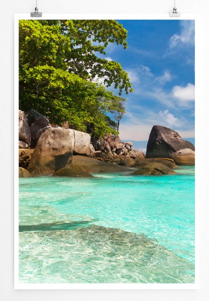 60x90cm Landschaftsfotografie Poster Idyllischer Strand mit türkisem Wasser