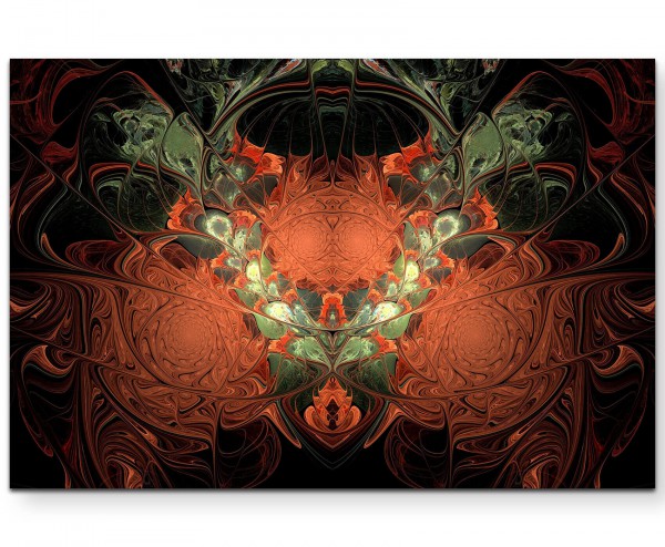 abstraktes Design  oliv + orange, rankenartig - Leinwandbild