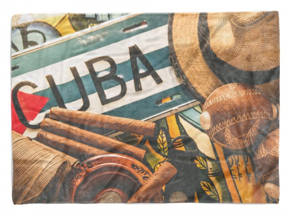 Handtuch Strandhandtuch Saunatuch Kuscheldecke mit Fotomotiv Cuba Hut Zigarren