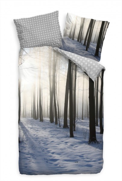 Winter Wald Schnee Sonnenlicht Bettwäsche Set 135x200 cm + 80x80cm Atmungsaktiv