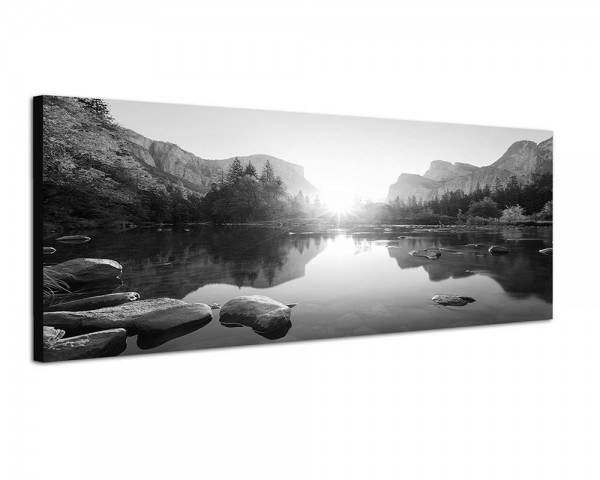 150x50cm Yosemite Berge Wald Fluss Sonnenaufgang