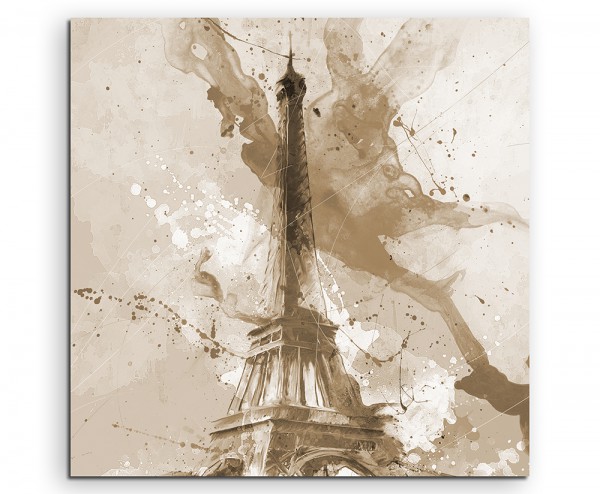 Paris 60x60cm Aquarell Art Leinwandbild Sepia