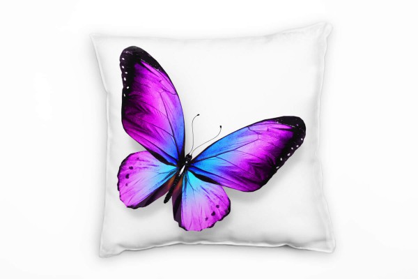 Tiere, lila,blau, schwarz, weiß, Schmetterling Deko Kissen 40x40cm für Couch Sofa Lounge Zierkissen