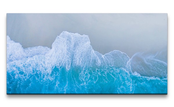 Leinwandbild 120x60cm Meer aus der Vogelperspektive Welle Strand Fotokunst